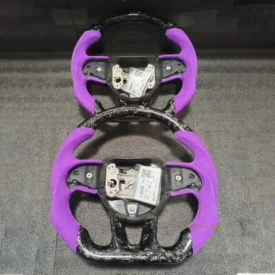 Volante de fibra de carbono gamuza púrpura apto para Dodge Charger SRT 15+ sin calor Foto 1 de 2