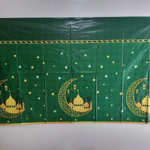 3 Pack Ramadan Muba Ramadan Green Table Cloth Party Wall Decor 54"X108" Reusable - Imagen 1 de 4