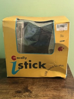 New In Box 1999 Macally USB ISTICK Joystick With CD For Mac Transparent Blue VTG - Image 1 of 4