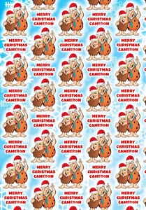 FLINTSTONES Personalised Christmas Gift Wrap - The Flintstones Wrapping Paper - Picture 1 of 2