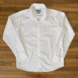 Belston Boys 18 Slim Fit 100% Cotton Dress Shirt Long Sleeve White Formal Wear - Picture 1 of 3