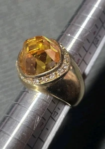 Gold 925 Sterling Silber Ring mit CZ Citrin Größe 6 - Bild 1 von 13