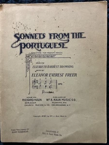 Sonnets from the Portuguese Song Cycle for Medium Voices SC 1910 Freer Browning - Picture 1 of 12