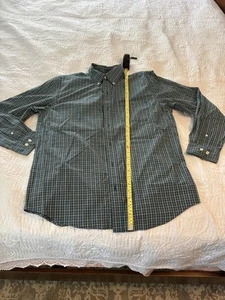 Camisa de vestir Arrow para hombre talla mediana M AZUL a cuadros con botones sin arrugas - Usada en Excelente Condición - Imagen 1 de 7