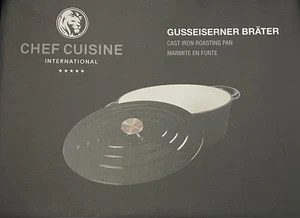 CHEF CUISINE Gusseisen Bräter Schmortopf Emaille oval emailliert 6,7 Liter 34 cm - Bild 1 von 2
