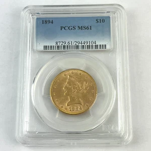 1894 Liberty Head $10 Gold Eagle Graded PCGS MS61 Gold Coin - Picture 1 of 5