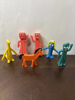 Figuras vintage de 6 piezas Blockhead, Gumby, Pokey, Pinchazo Trendmasters Prema Foto 1 de 4