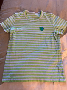 Tory Sport By Tory Burch Striped T-Shirt Womens XS Heart - Picture 1 of 5