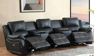 Relaxsofa 3-Sitzer Leder, Couch elektrisch & mit Cupholder, 5129eee-Cup-3-S - Bild 1 von 12
