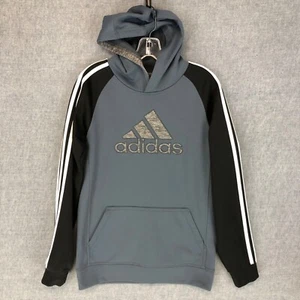 Adidas Hoodie Climawarm XL Pocket Three Stripe Logo Outdoor Sports Blue Boy's - Picture 1 of 10