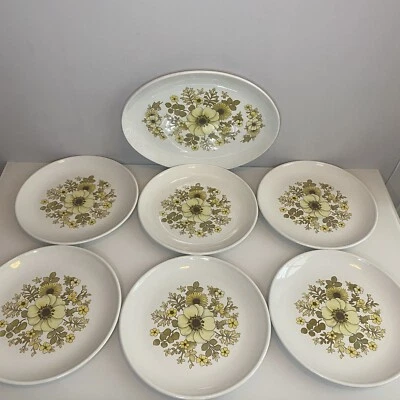 Hostess Tableware Debutante Dinner & Serving Plates (x7) Retro Vintage Floral - Image 1 of 4