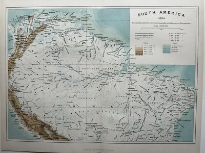 1894 América do Sul (Parte Norte), mapa antigo original - Imagem 1 de 3