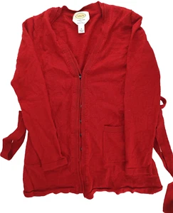 Talbots Petites Women's Cardigan with Belt 100% Merino Wool Red Size S Used - Picture 1 of 3