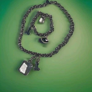 Rare Silver Toned SuperBowl XLV Necklace & Bracelet - Picture 1 of 13