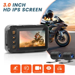 Motorrad Dashcam Fotografie HD Dual-Objektiv Kamera Cycle Vision Recorder + 64G TF - Bild 1 von 19