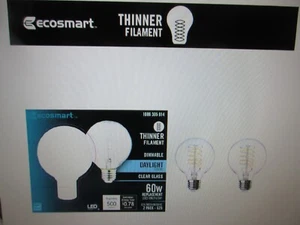 EcoSmart 60W Equivalent G25 Dimmable Bendy Filament LED Light Bulb Daylight 12PK - Picture 1 of 5
