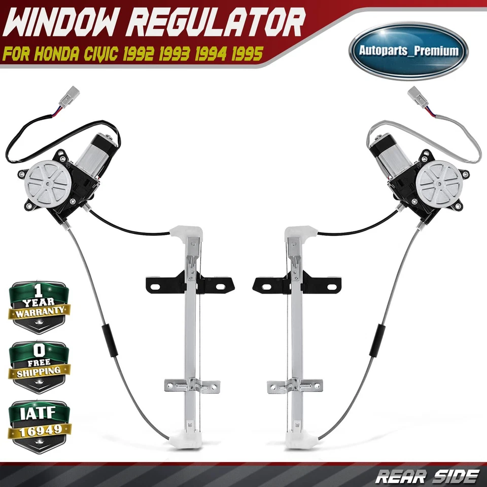 2 peças regulador de janela de energia traseira LH e RH com motor para Honda Civic 1992-1995 - Imagem 1 de 4