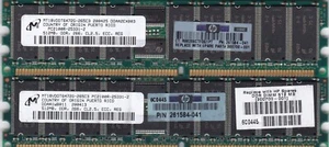 1GB 2x512MB PC2100R DDR-266 ECC MICRON MT18VDDT6472G-265C3 HP 261584-041 RAM KIT - Picture 1 of 3