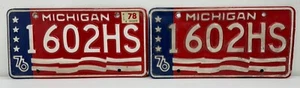 1976 Michigan Bicentennial License Plates MATCHING 1602HS USA EXPIRATION 1978 - Picture 1 of 10