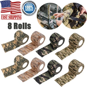8 Rolls Camo Wrap Camouflage Tape Camo Stretch Bandage Self-Adhesive Tape 4.5M - Picture 1 of 14