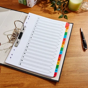 A4 File Dividers A-Z Multi-Punched Printed Plastic Mylar Tabs Alphabet Letters - Picture 1 of 4