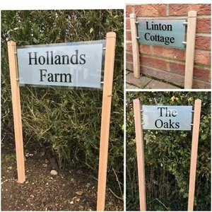 MODERN HOUSE SIGN PLAQUE DOOR NUMBER STREET GLASS EFFECT ACRYLIC HOUSE NAME - Picture 1 of 5