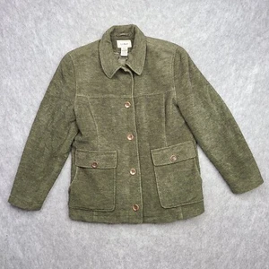 LL Bean Wool Shirt Jacket Shacket Damen S Petite Green Equestrian Barn Coat - Bild 1 von 9