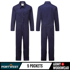 Ladies Boilersuit Zip Front Regular Fit Workwear Women's Coverall Overall Navy - Picture 1 of 3