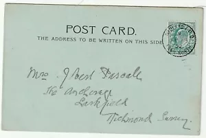 1902 MIDLAND T P O FROM NORTH CODE N CANCELLING JESMOND DENE NEWCASTLE PPC - Picture 1 of 3