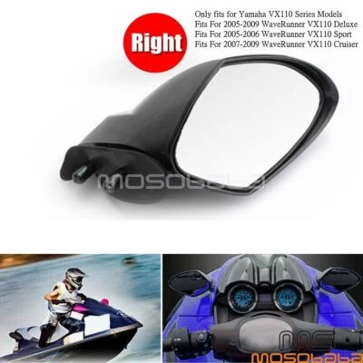 Espejo retrovisor derecho 1 pieza para Yamaha WaveRunner VX1100 Deluxe/Sport/Cruise negro Foto 1 de 4