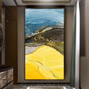 Nordic Modern  Hand Painted Oil Painting Abstract Golden Texture Canvas Picture - Picture 1 of 6