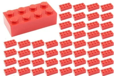 ☀️50x NEW LEGO 2x4 RED Bricks (ID 3001) BULK Parts star wars city town - Image 1 of 2