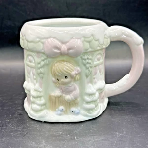 Vtg Enesco Precious Moments Mug Christmas Sugar Town 1994 Winter Wonderland Pink - Picture 1 of 8