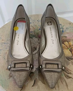NEW Anne Klein iflex Akmelanie Bronze Tan Metallic Fabric Pumps 9 Women's Shoes - Picture 1 of 9