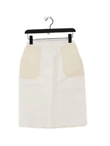 DAKS Women's Midi Skirt UK 10 Cream 100% Silk Midi Straight & Pencil - Picture 1 of 7