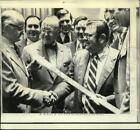 1973 Press Photo Lt. Governor Maddox presents ax handle to Senator Cox