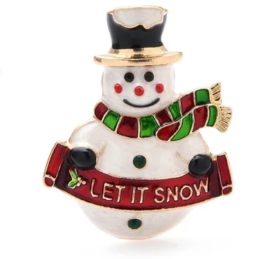 Broche boneco de neve feliz Natal – Esmalte Natal inverno feriado presente joias - Imagem 1 de 4