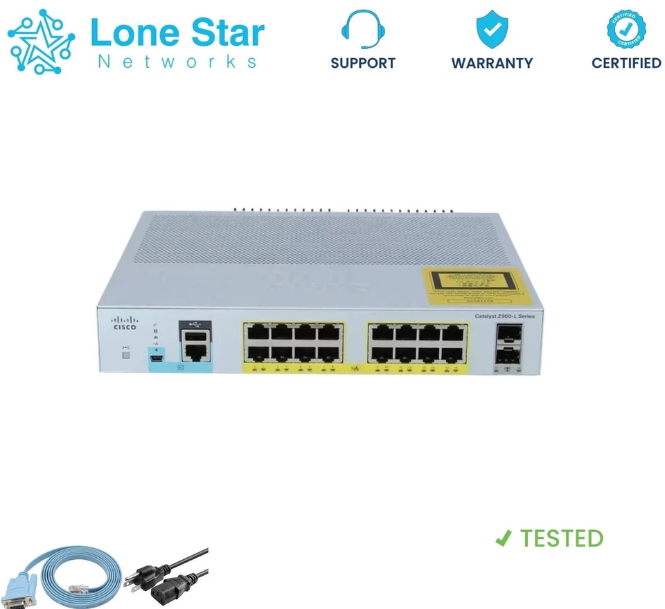 Cisco Catalyst WS-C2960L-16PS-LL 6-Port Gigabit Ethernet Switch PoE 2960 Series - Image 1 of 1