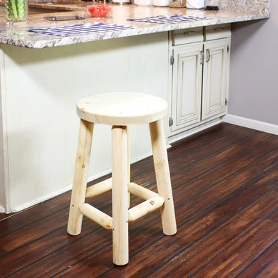 Rustic Unfinished Fir Wood Indoor Backless Counter-Height Stool by Sunnydaze - Image 1 of 4