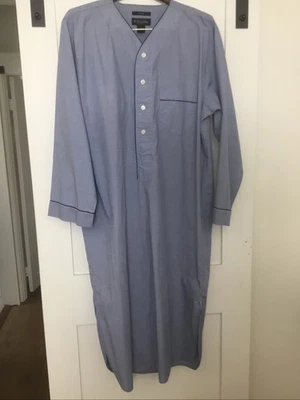 Рубашка мужская Brooks Brothers длинная ночная L синяя хлопковая платье старые деньги скрудж - Изображение 1 из 4