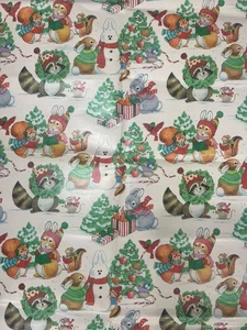 Vintage dumme Waldtiere Weihnachten Geschenkpapier Karoling Schneemann Borte 60x40 - Bild 1 von 17