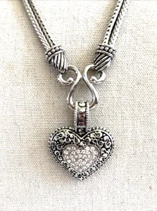 Lia Sophia Love Dust Clear Rhinestone Heart Silver Plated Double Strand Necklace - Picture 1 of 6