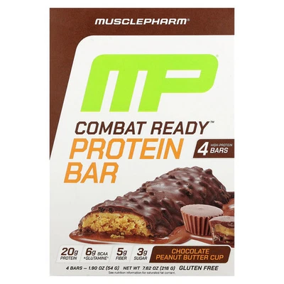 Barra de proteína Combat Ready™, taza de mantequilla de chocolate y maní, 4 barras, 1,9 oz (54 g) Foto 1 de 3