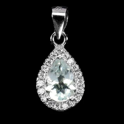 Colgante de plata de ley 925 pera aguamarina 7x5 mm joyas de piedras preciosas naturales Foto 1 de 4