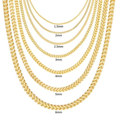 10K Yellow Gold 1.5mm-6mm Franco Square Box Chain Necklace Mens Womens 16"- 30" - Image 1 of 4