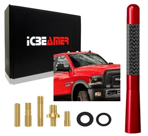 JDM 5" Inch Real Carbon Fiber Red Antenna Billet Aluminum For Car & Truck T900 - Picture 1 of 8