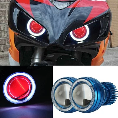 2x Faros LED Ojo de Ángel Proyector Demonio Motocicleta Para Honda CBR600RR EE. UU. Foto 1 de 4