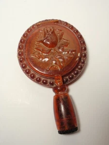 Vintage Trio-Ette rot Kunststoff geprägt Rose dreifach Kosmetik Make-up kompakter Koffer * wie abgebildet - Bild 1 von 9