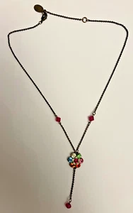 MICHAL NEGRIN Crystal Flower Statement Necklace 18" Plus 1.5" Drop - Picture 1 of 5