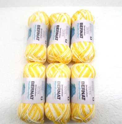 Bernat Handicrafter Yarn     Lot of (6) 1.5 Ounce Skeins      Lemon Swirl - Image 1 of 3